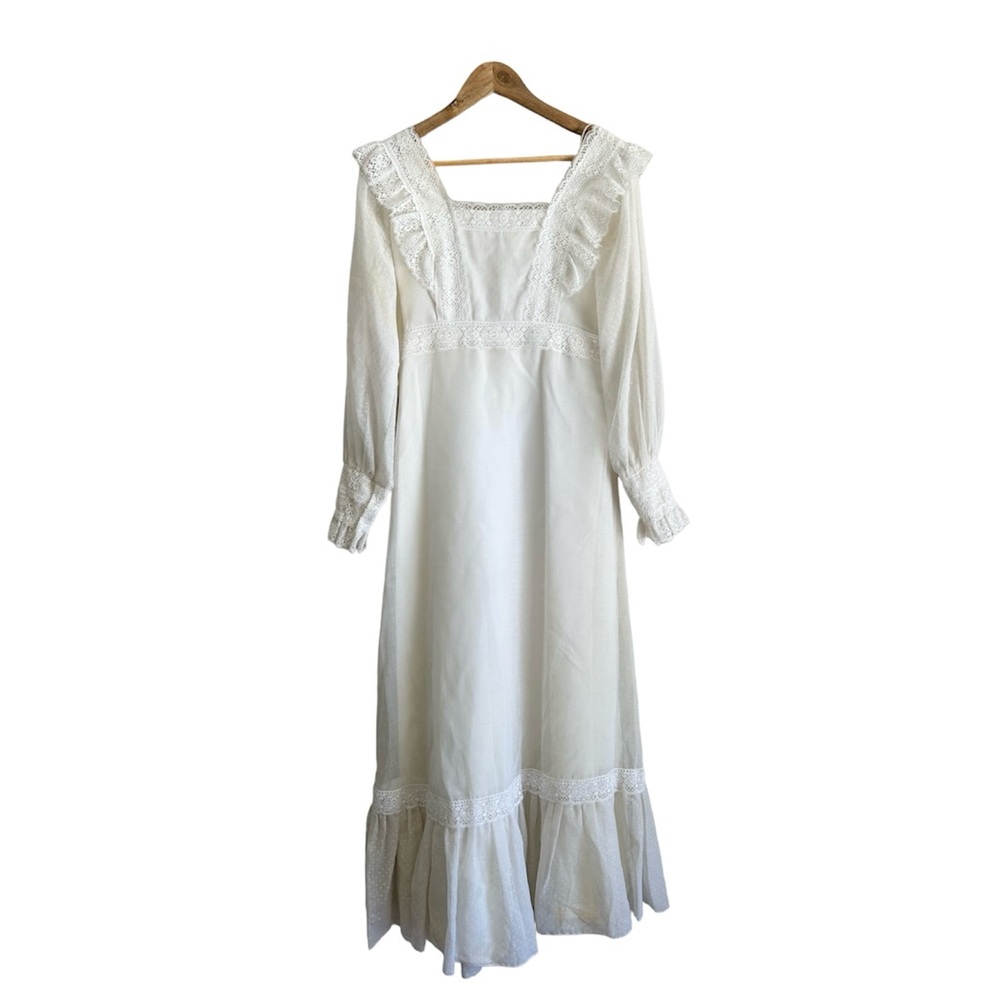 Bohemian Ivory Lace-Trim Maxi Dress